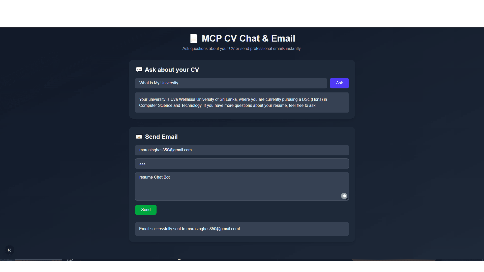 MCP CV Chat & Mailing Assistant